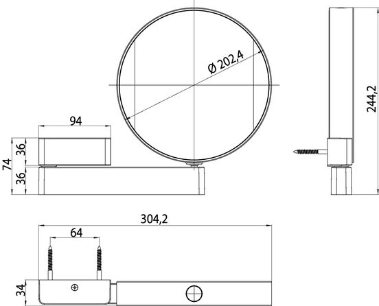 Emco Wand-Kosmetikspiegel mit Beleuchtung, Ø 202mm, 3-Fach,7-fach