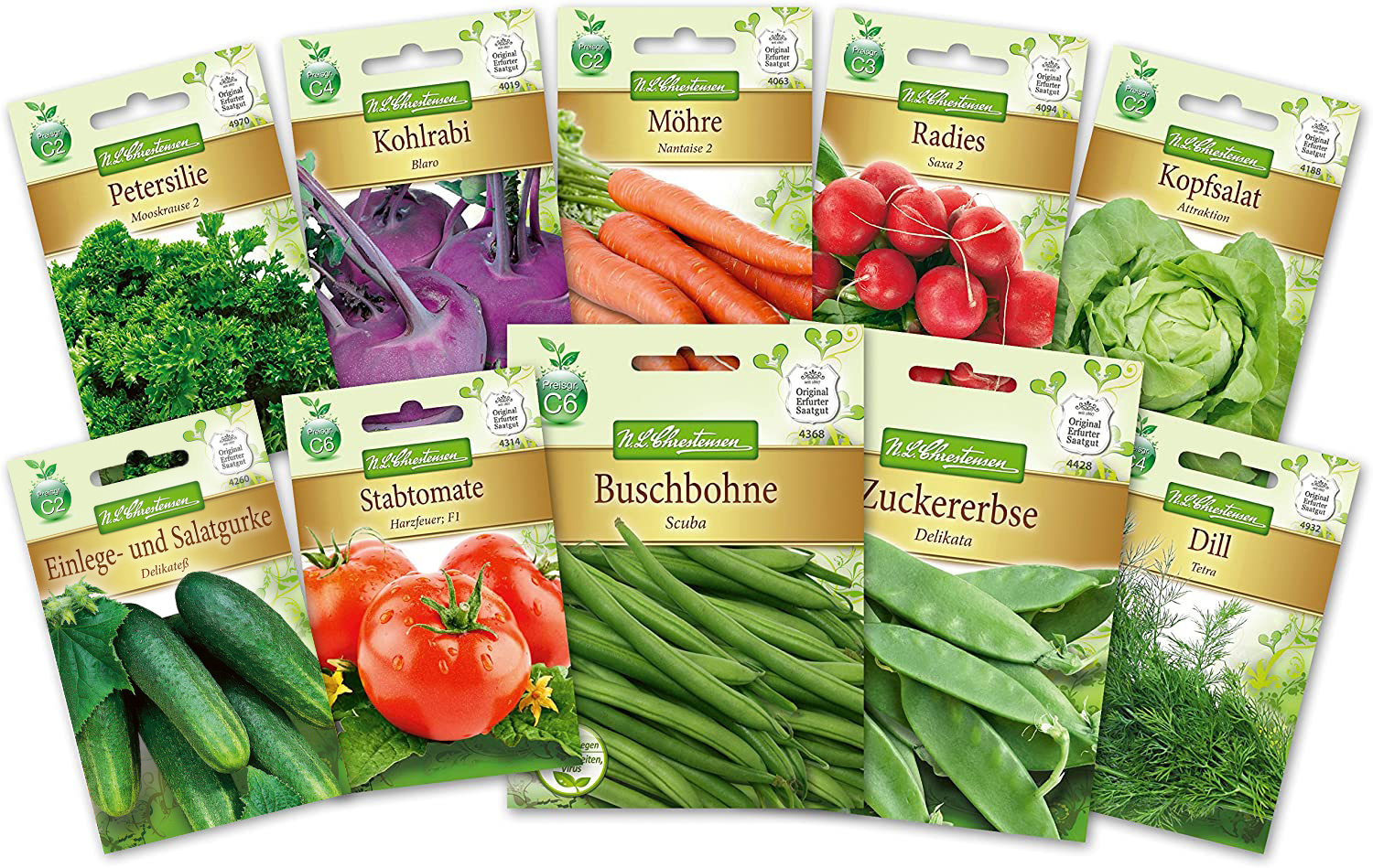 Bunter Gemüsegarten Gemüsesaatgut Set (10 Stück) GemüsesamenSets