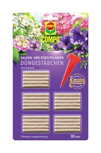 Balkon- und Kübelpflanzen Düngestäbchen mit Guano (30 Stück)