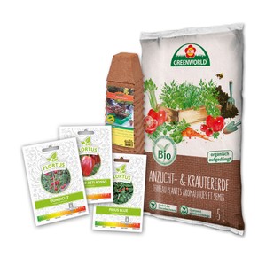 Anzuchtset Chili mit Anzuchttöpfen (12 Stück) und BIO Anzucht- &amp; Kräutererde (5 l)