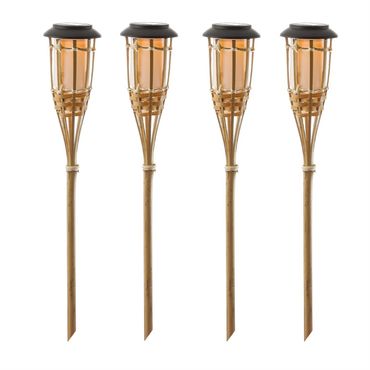 LED Solar Gartenfackel Bambus Solarfackel Terrasse Gartenbeleuchtung 60cm  4St. | eBay.de