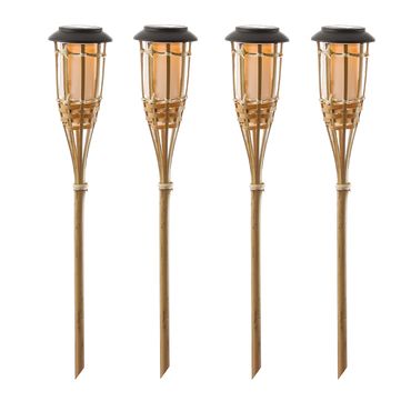 LED Solar Gartenfackel Bambus Solarfackel Terrasse Gartenbeleuchtung 60cm  4St. | eBay.de