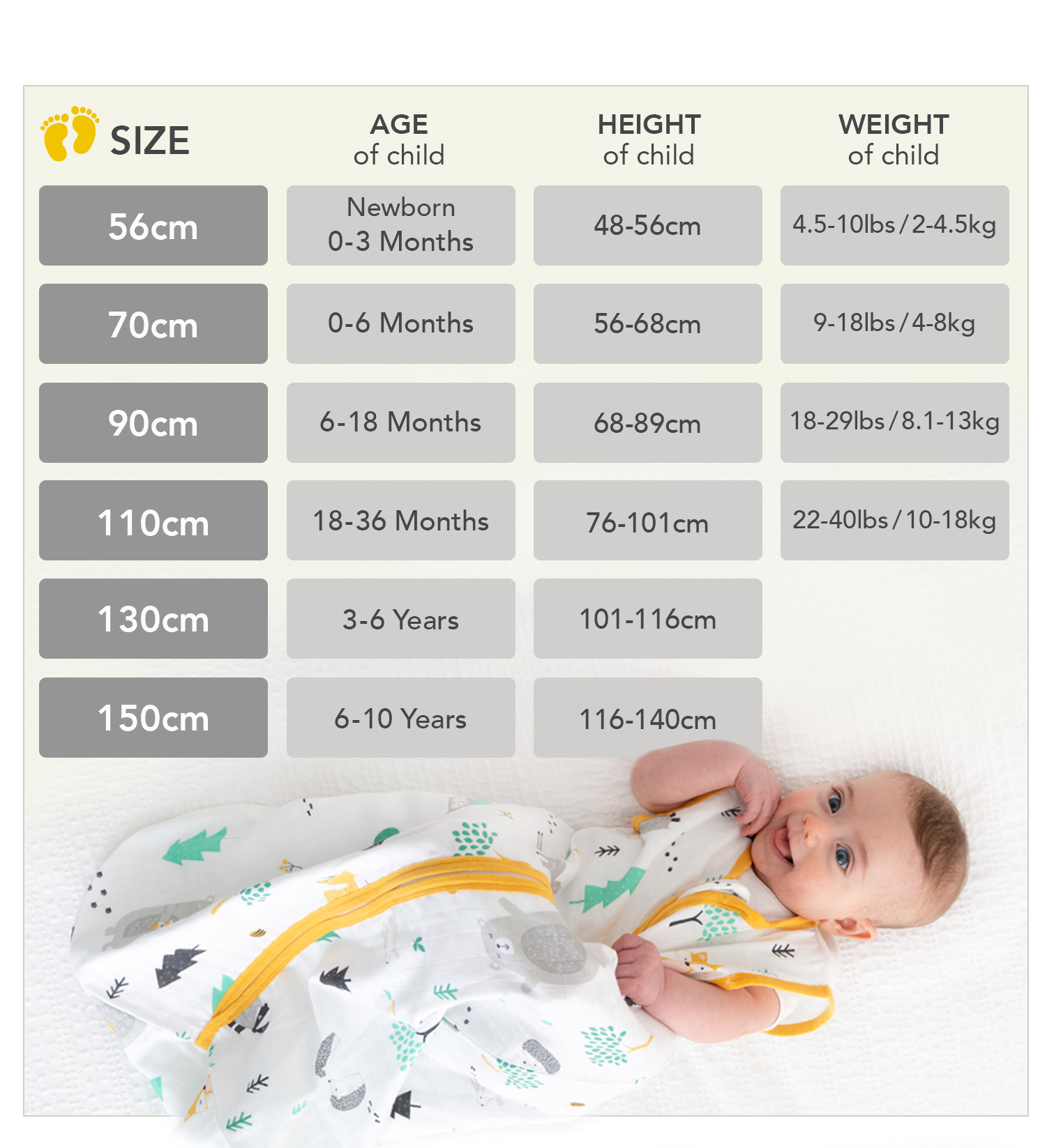 Find the right size for Slumbersac sleeping bags