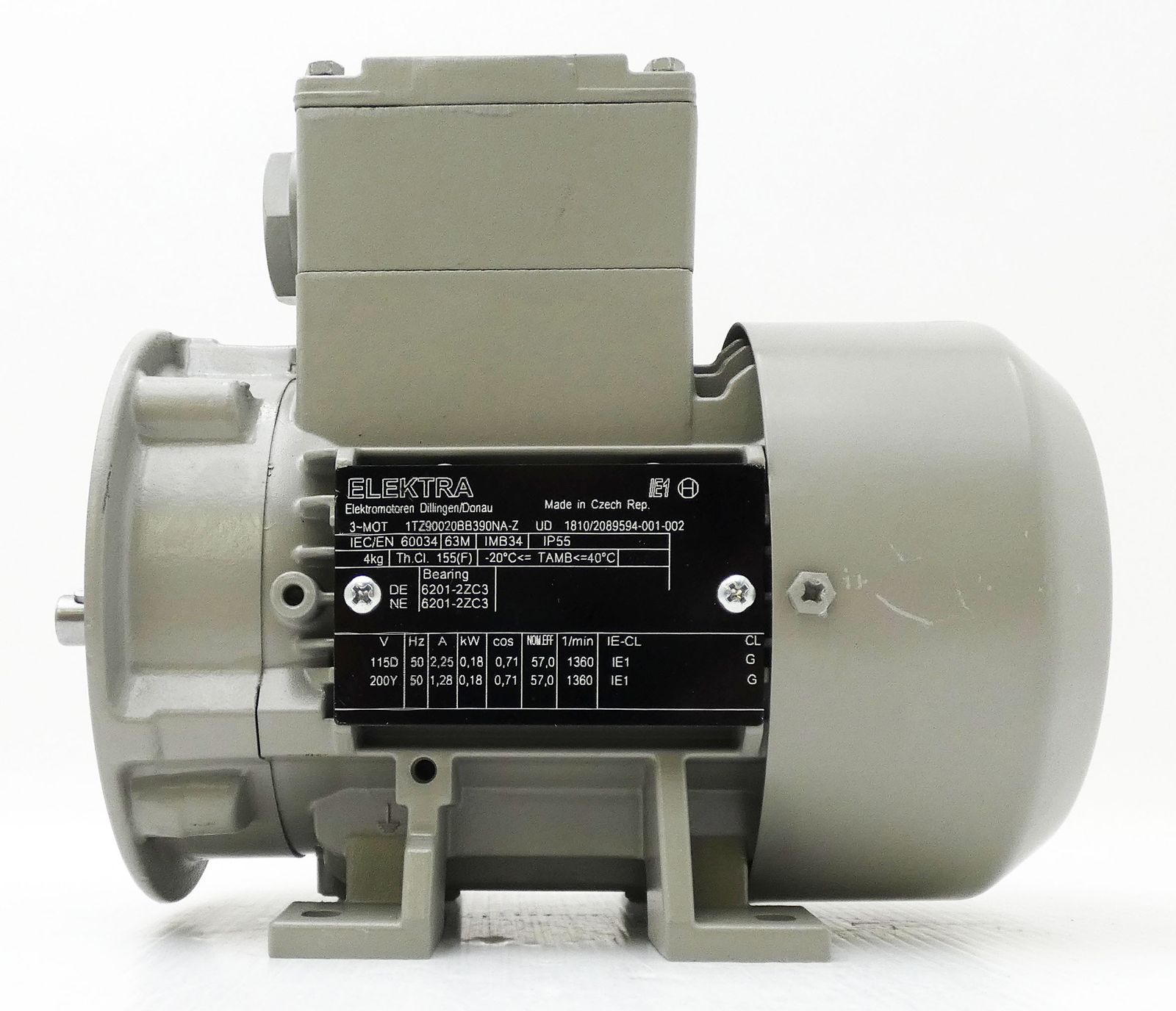 Elektra 1TZ90020BB390NA-Z IM B34 IP55 V:115D/200Y 0,18kW 1360rpm 3 