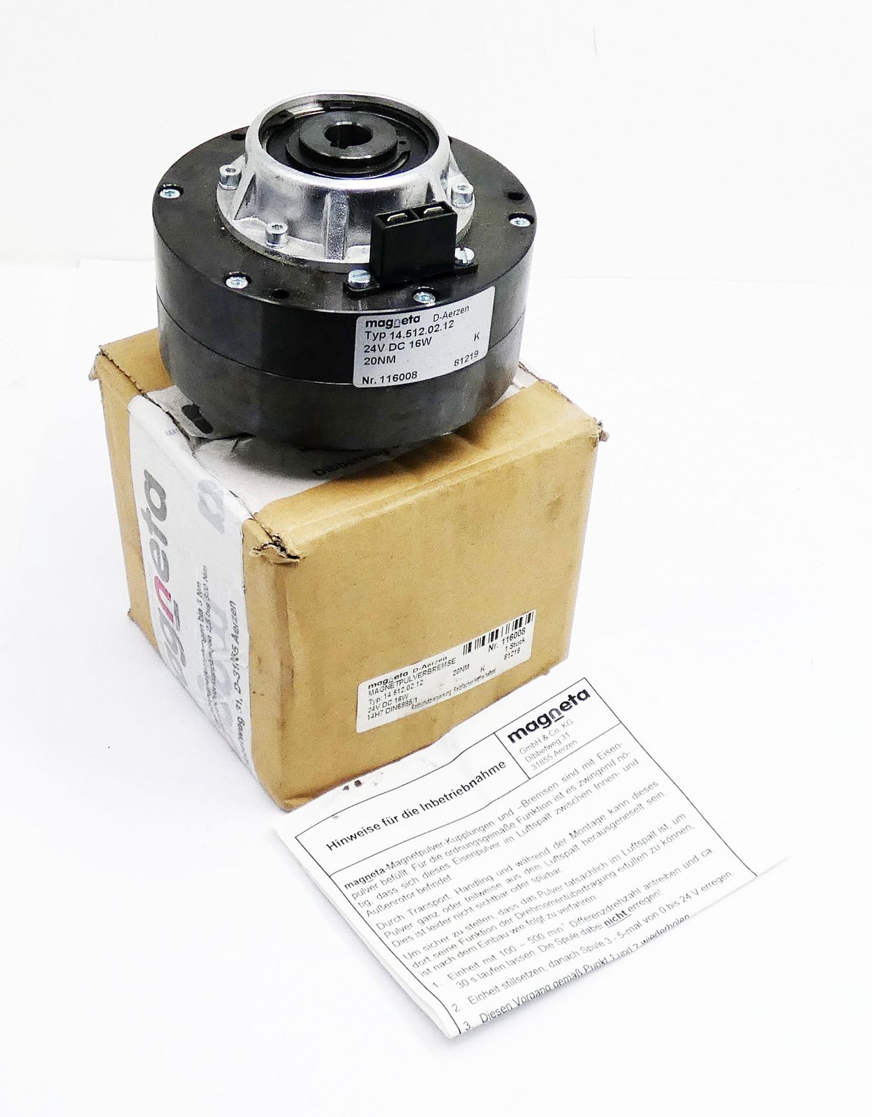 magneta 14.512.02.12 116008 24VDC 16W 20Nm Magnetpulverbremse  