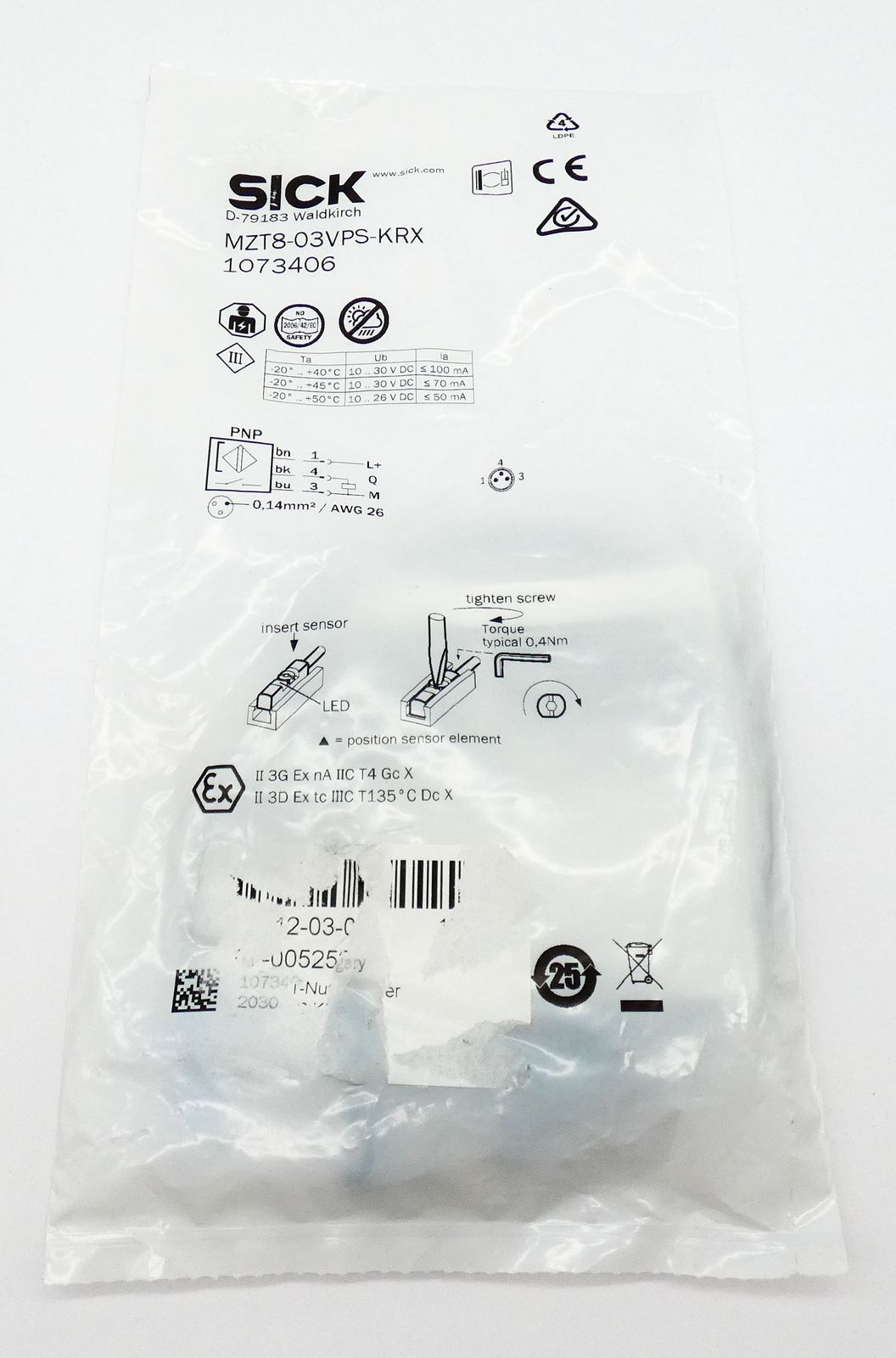 Sick MZT8-03VPS-KRX 1073406 Zylindersensor Cylinder sensor -unused