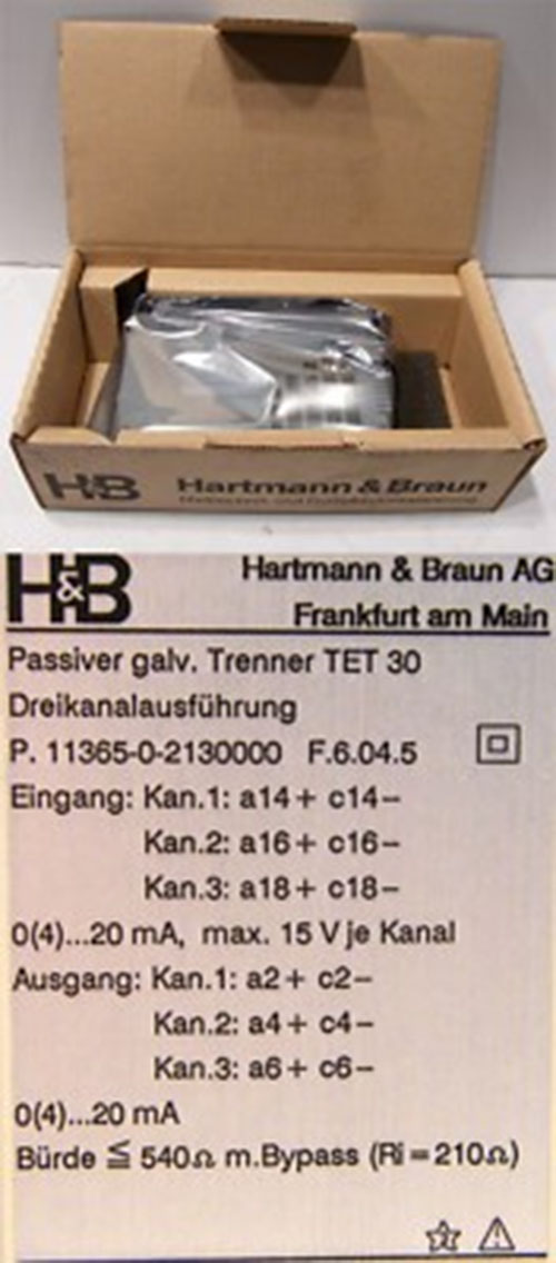 Hartmann & Braun TET 30 1136502130000 Passiver galv.Trenner unused