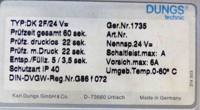 Dungs technic DK2F/24V= Gasfeuerungsautomat -used- | Maaslos-Guenstig.de