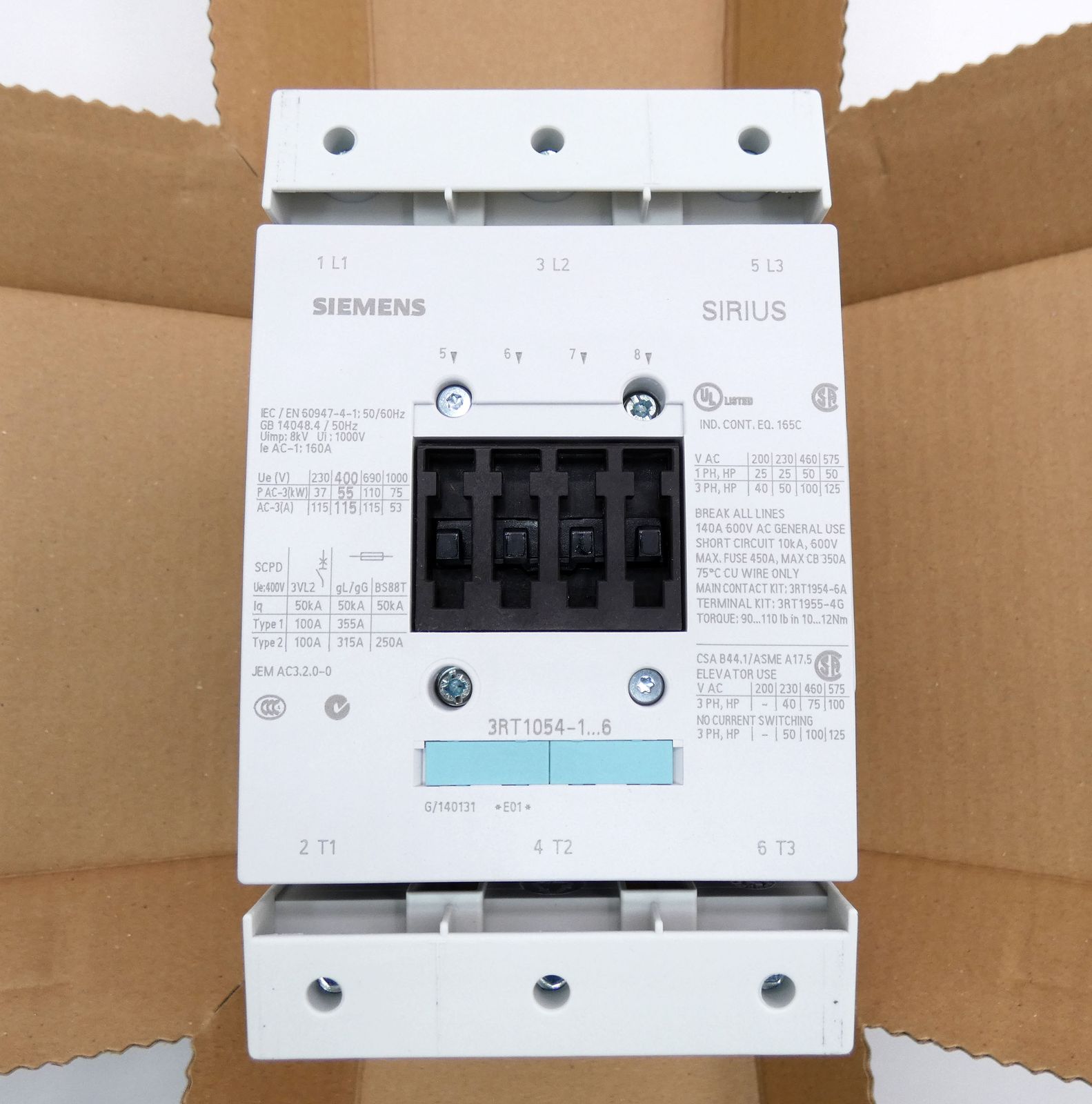 Siemens Sirius 3RT1054-1AP36 3RT1 054-1AP36 E: 01 55kW 400V Contactor ...