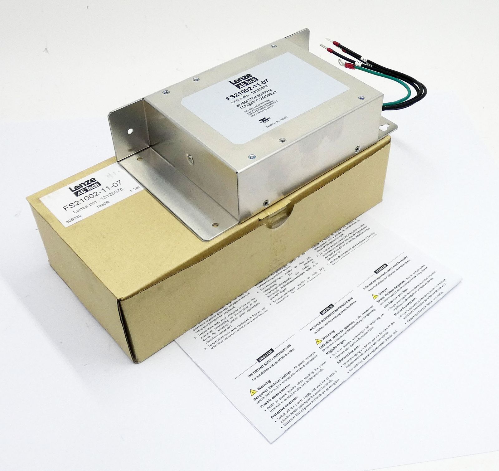Lenze AC Tech FS21002-11-07 13125078 3x480/275V 11A RFI-Filter -unused ...