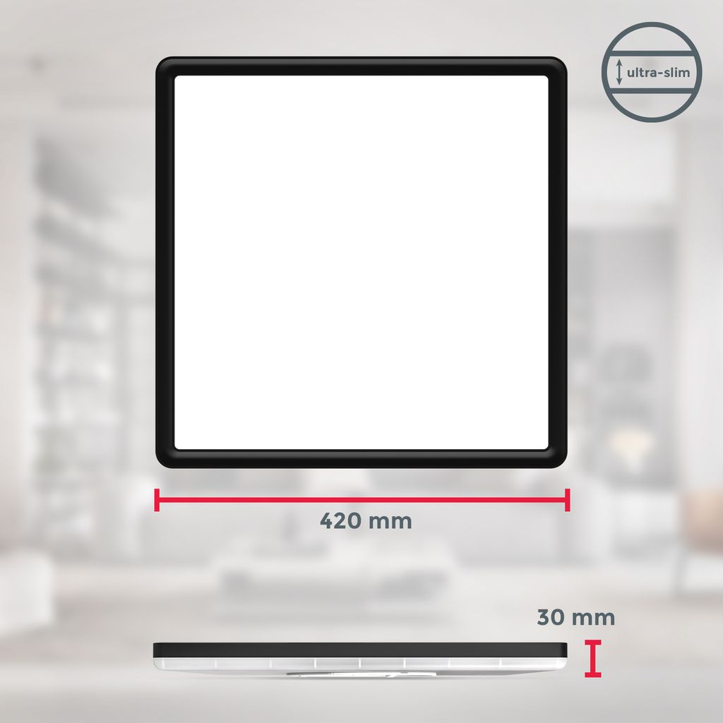 B.K.Licht I Plafonnier LED RGB I Panneau LED Ultraplat I Changement De Couleur I Plafonnier RGBW à Intensité Variable I Éclairage Indirect I Télécommande I Noir 12 width=320