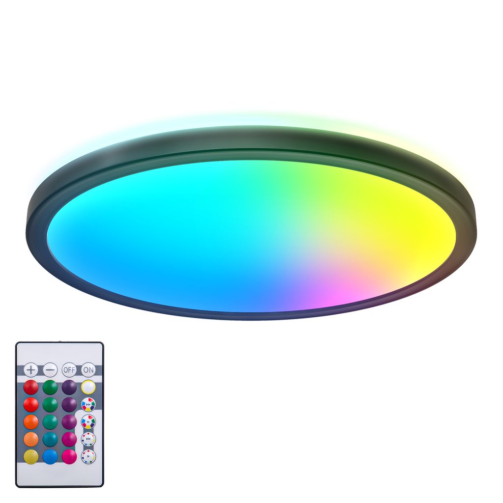 LED Panel 29 cm - 15W, 1850lm, dimmbar, Fernbedienung, RGBW, schwarz