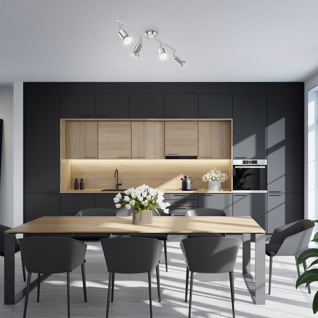 B.K.Licht Plafonnier LED 4 Spots Pivotants & Orientables, 4 Ampoules LED 2,9W GU10, Barre Spots Plafond Salon Salle à Manger Cuisine Couloir, 2 Bras Tournants, Lumière Blanche Chaude 14 width=320