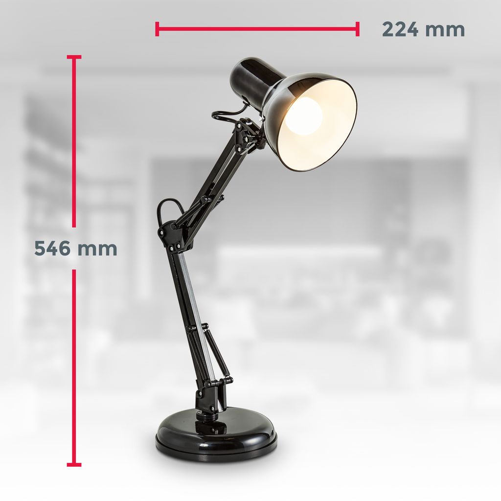 Lampe De Bureau LED Lampe De Table Noire Design Retro Métal Orientable & Pivotable 12 width=320