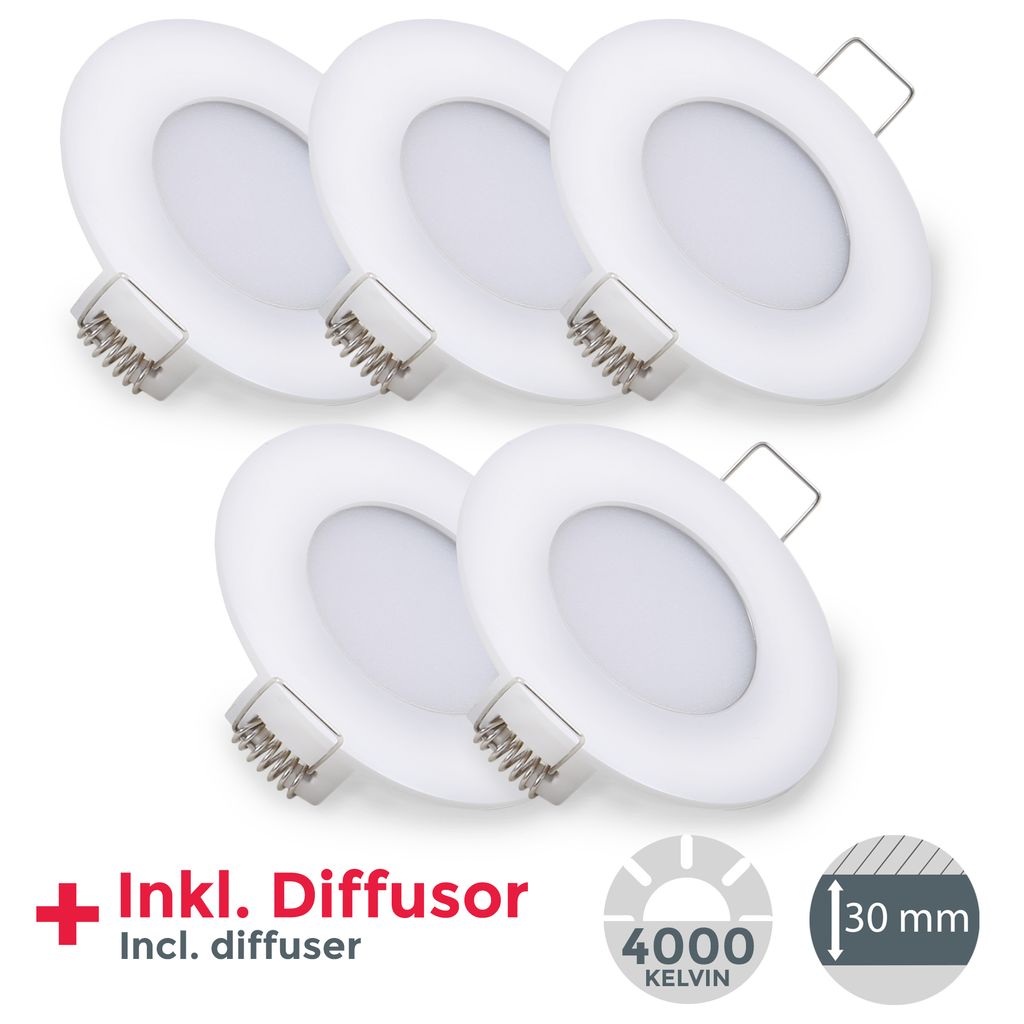 5 spots LED encastrables IP44 spots plafond à encastrer éclairage