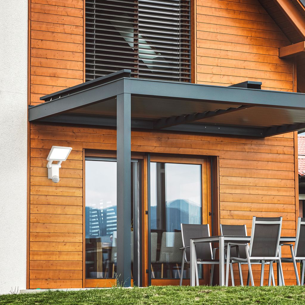 B.K.Licht Applique Murale Blanche IP44, Détecteur De Mouvements, Capteur Crépusculaire, éclairage Extérieur Jardin Garage Terrasse, Platine LED Puissante De 20W, 2000lm, Blanc Neutre 4000K 15 width=320