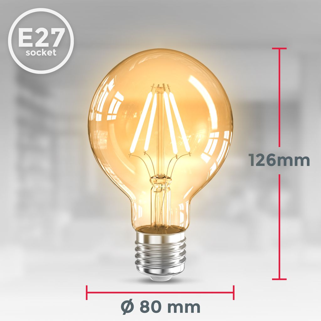 3 Ampoules LED Edison Vintage G80 I E27, 4W, Blanc Chaud 2200K, Intensité Lumineuse 320lm, Ampoule Rétro à Filament 14 width=320