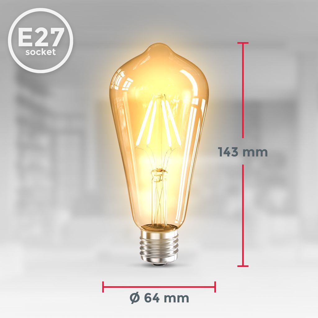 3 Ampoules LED Edison Vintage ST64 I E27, 4W, Blanc Chaud 2700K, Intensité Lumineuse 380lm, Ampoule Rétro à Filament 14 width=320