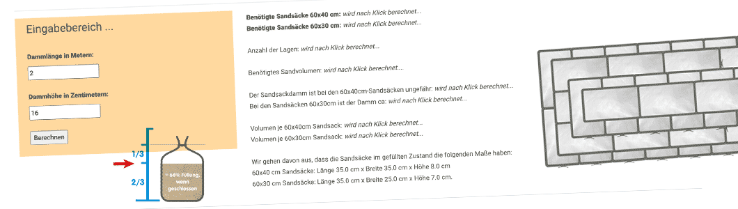 Wie viele Sandsäcke muss ich bestellen? Neuer Sandsackrechner online