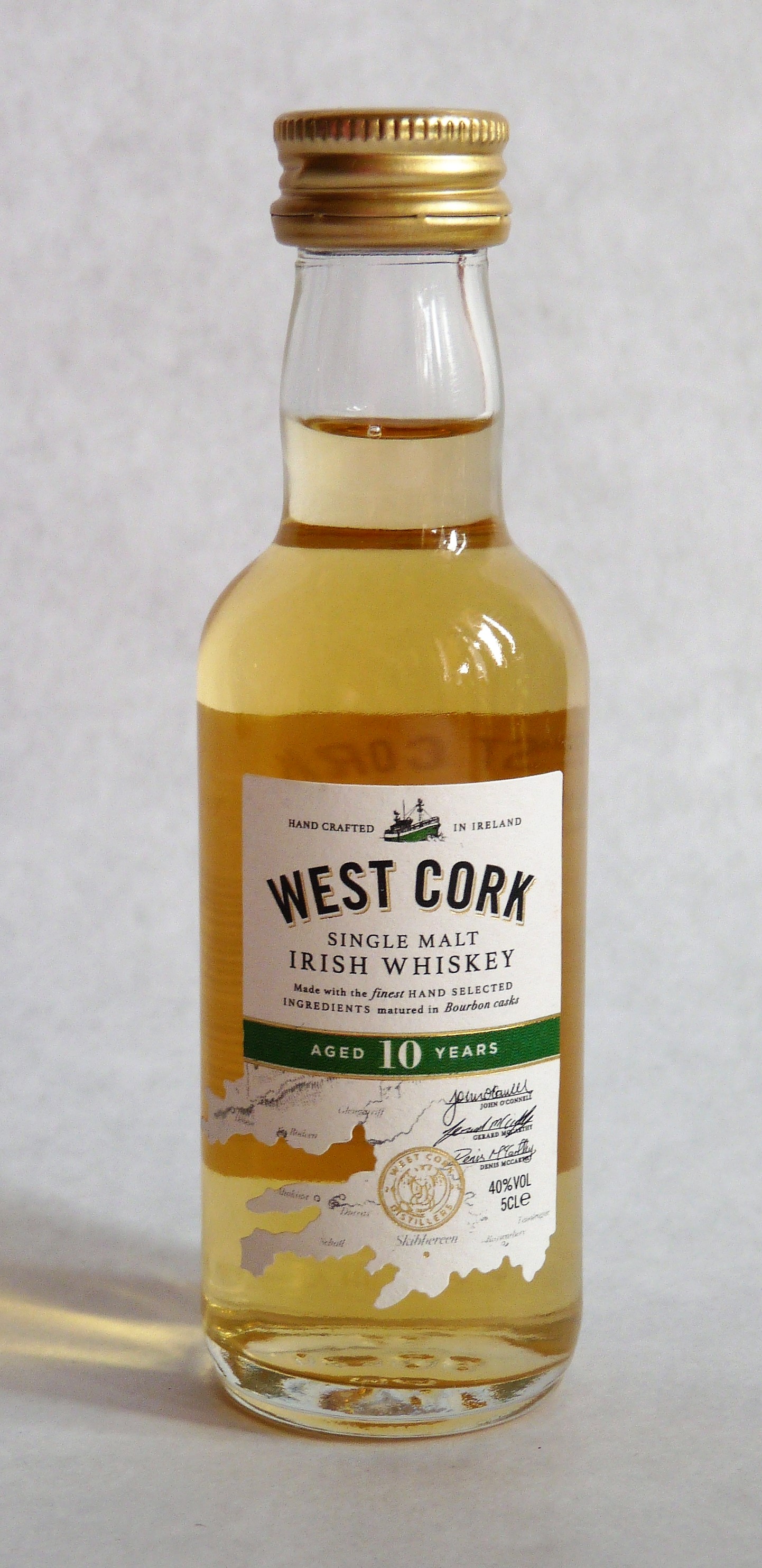 West Cork 10 y.o. - Single Malt Irish Whiskey - 1x0,05L 40% Miniatur ...