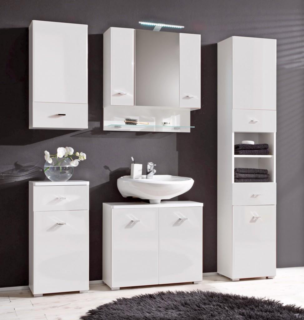 Kommode BAROLO Badezimmer-Unterschrank 1 Türe 1 Schublade, Dekor weiß Kommode BAROLO Badezimmer-Unterschrank 1 Türe 1 Schublade, Dekor weiß