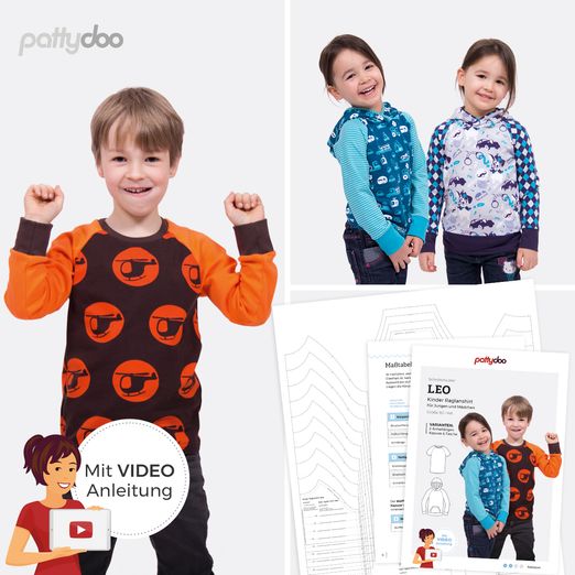 Kindershirt - LEO mit Raglanärmeln - Papier-Schnittmuster
