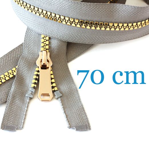 Gold metallisierter Jacken Reißverschluss teilbar 70 cm