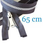 Fermeture éclair divisible métallisée en argent pour vestes 65 cm-0