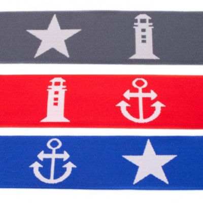 Bande élastique 40mm étoiles ancres - au mètre