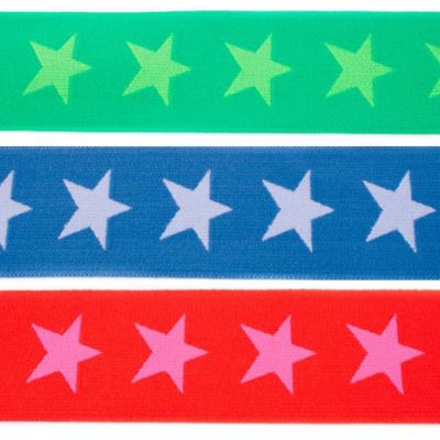 Gummiband 40mm - Sterne zweifarbig - Meterware