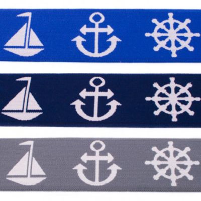 Gummiband 40mm - Maritim Steuerrad - Meterware-0 Gummiband 40mm - Maritim Steuerrad - Meterware-0