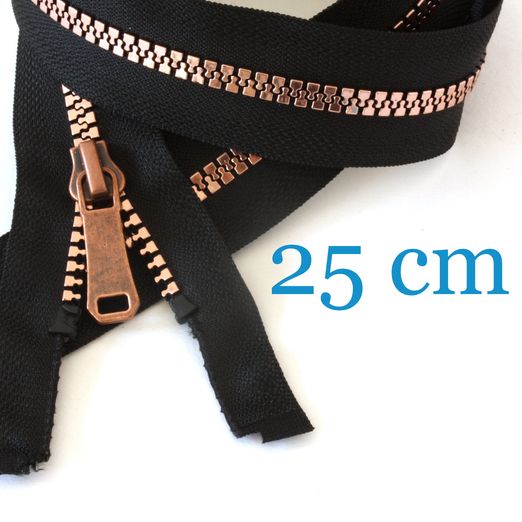 Vestes métallisées en cuivre avec fermeture éclair séparable 25 cm