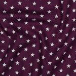 Katoen Popeline - Sterren Paars Wit