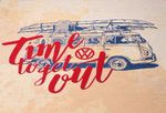Canvas Panel - VW Bulli &#039;Time to get out&#039; Beige Multicolor