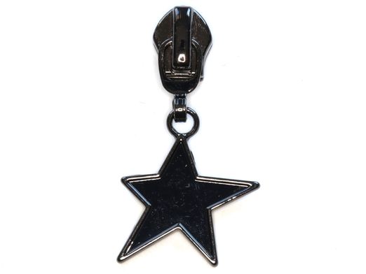 Zipper mit Stern für 4mm Raupe - 4 Stk. - Gunmetal