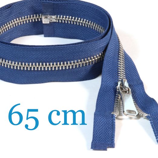 Fermeture éclair séparable métal argenté pour vestes 65 cm