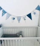 Panneaux de coton - Chaîne de fanions pour bébés Bleu clair Multicolore-1