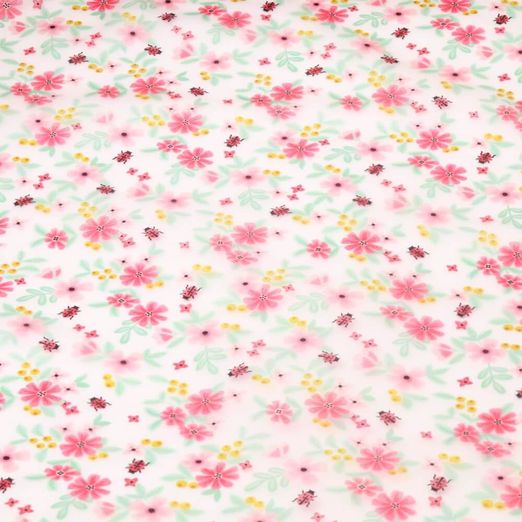 Tissu vêtements de pluie - Transparent - Fleurs multicolores - rose