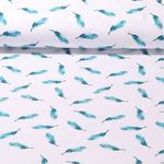 Bio Jersey - Aquarell Federn Weiß Blau