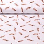 Bio Jersey - Aquarell Federn Weiß Braun