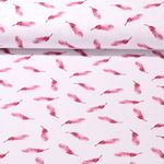 Bio Jersey - Aquarell Federn Weiß Pink