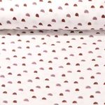 Baumwoll Musselin - Kleine Bögen Ecru Rosa Glatte Struktur