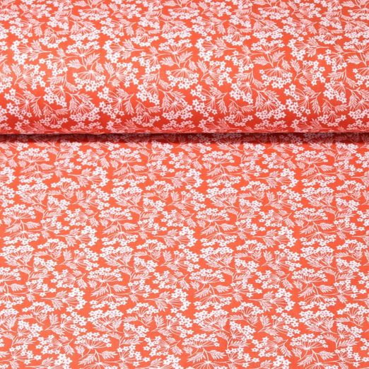 Tissu en coton  - Fleurs sauvages - rouge rouille