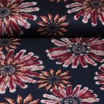 Modestoff - Federblüten Navy Bordeaux