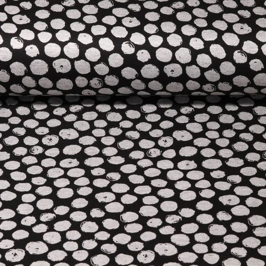 Tissu habillement - Pois Noirs Gris