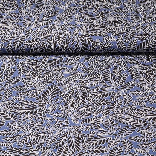 Viskose - Blätterzweig Jeansblau
