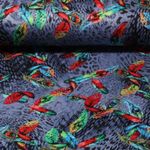 Modestoff - Bunte Federn Blau