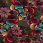 Tissu mode - Fleurs colorées taupe