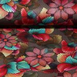 Modestoff - Bunte Blumen Taupe
