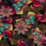 Modestoff - Bunte Blumen Schwarz